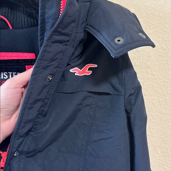 Hollister Navy Jacket with Neon Pink Details original cropped jacket size medium - Picture 3 of 8